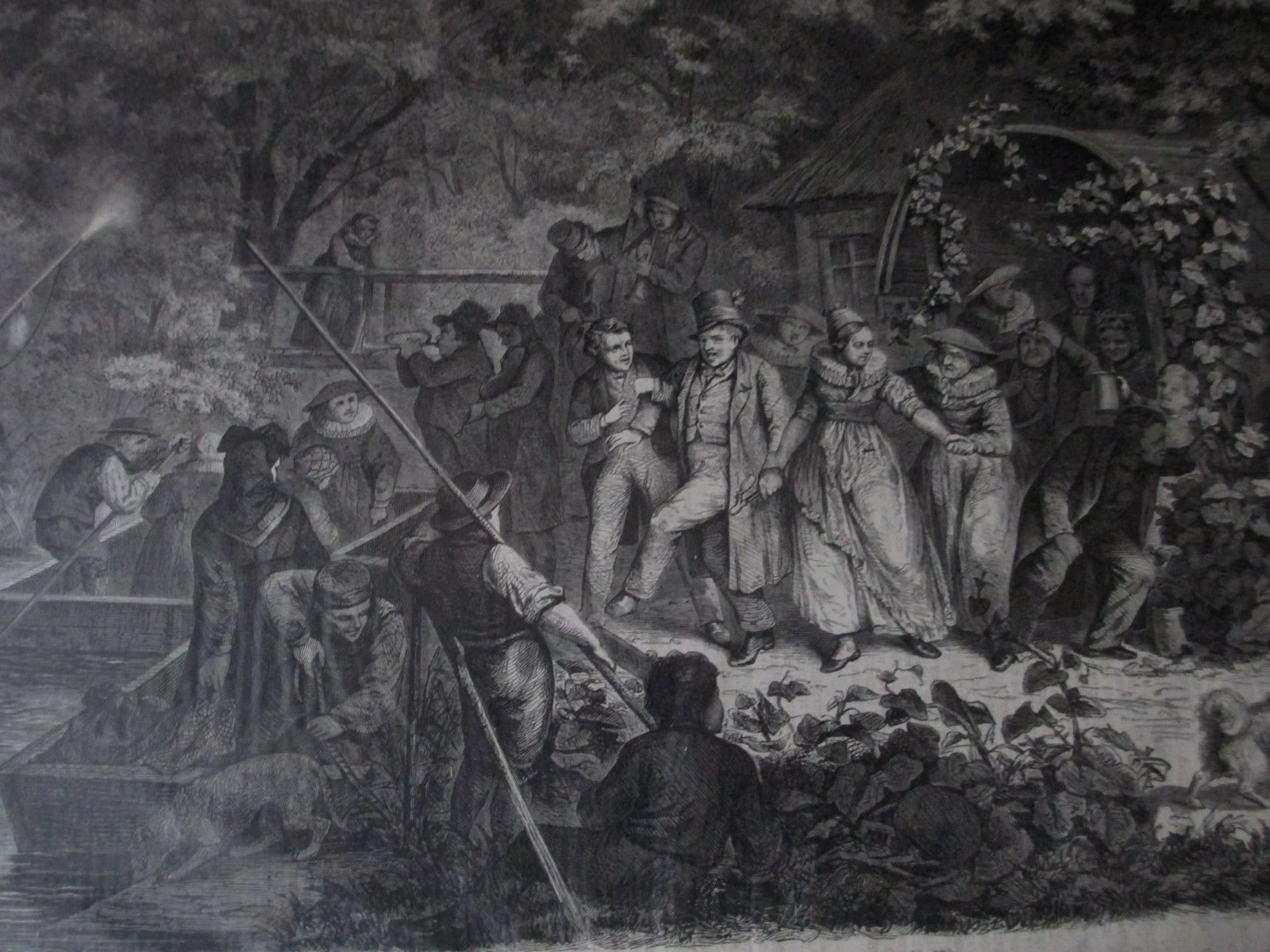 Hochzeitsbrauch um 1867 Originalzeichnung von z. Buschtin Lithographie 1