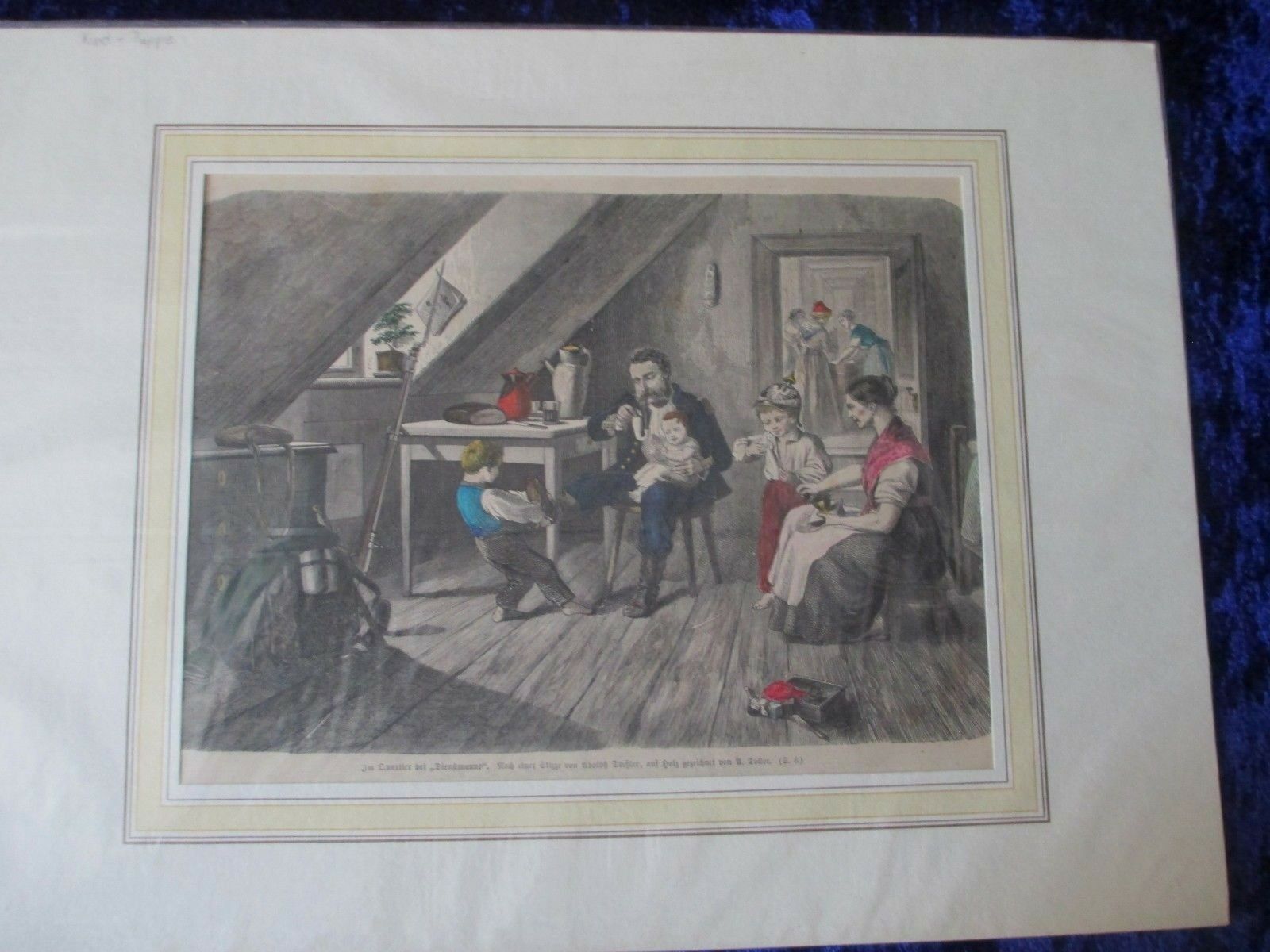 Lithographie Im Quartier bei Dienstmanns von Toller um 1870 Antiquitäten in Frankfurt