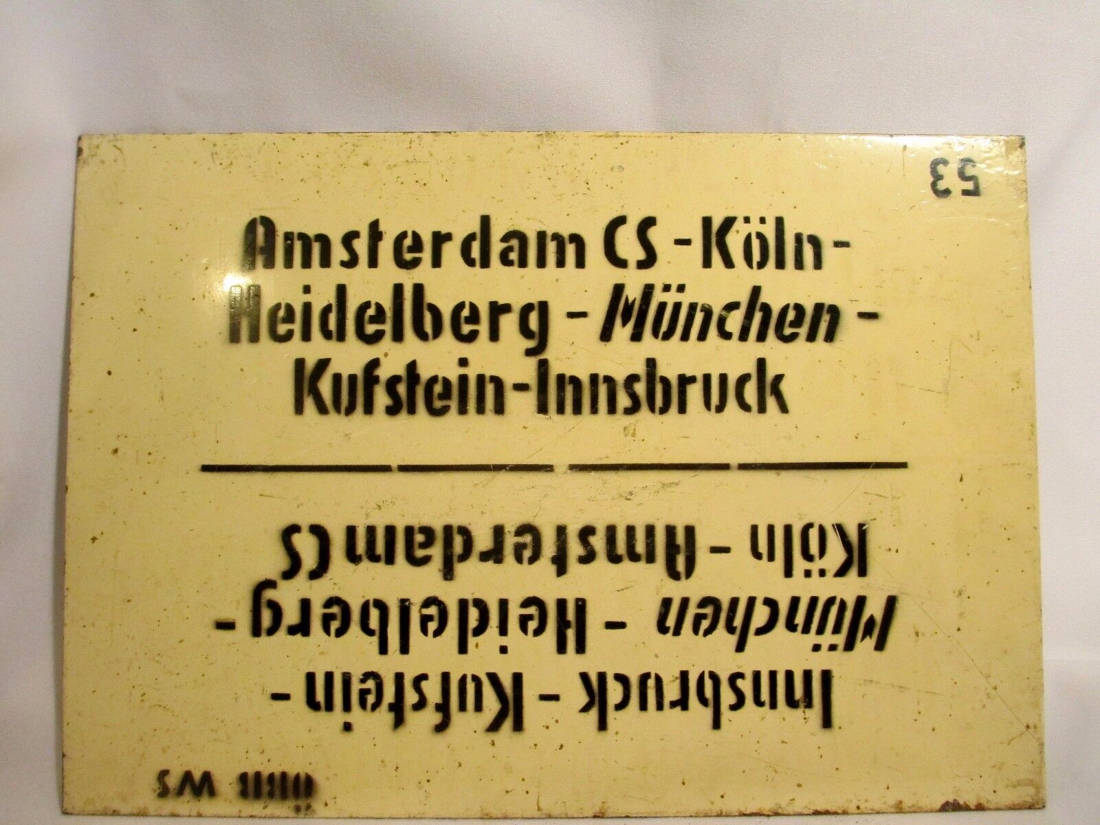 Altes Zuglaufschild aus Eisen Wien Holland Express Rare! Rare! Rare!!! (1)