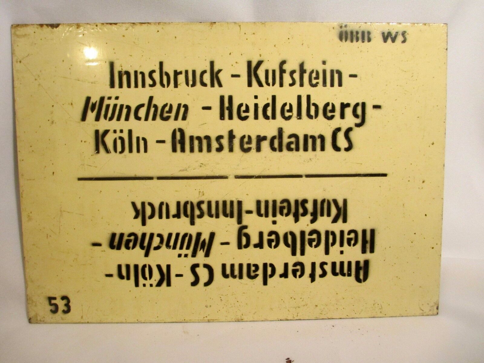 Altes Zuglaufschild aus Eisen Wien Holland Express Rare! Rare! Rare!!! (2)