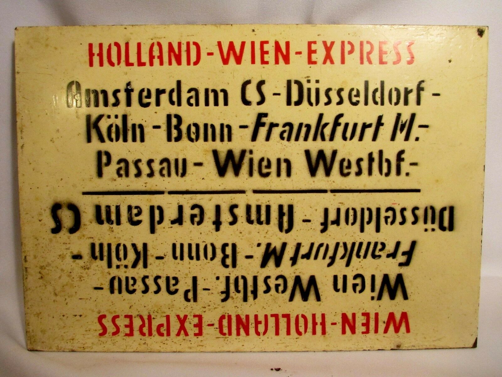 Altes Zuglaufschild aus Eisen Wien Holland Express Rare! Rare! Rare!!! (5) Ankauf von Antiquitäten in Deutschland