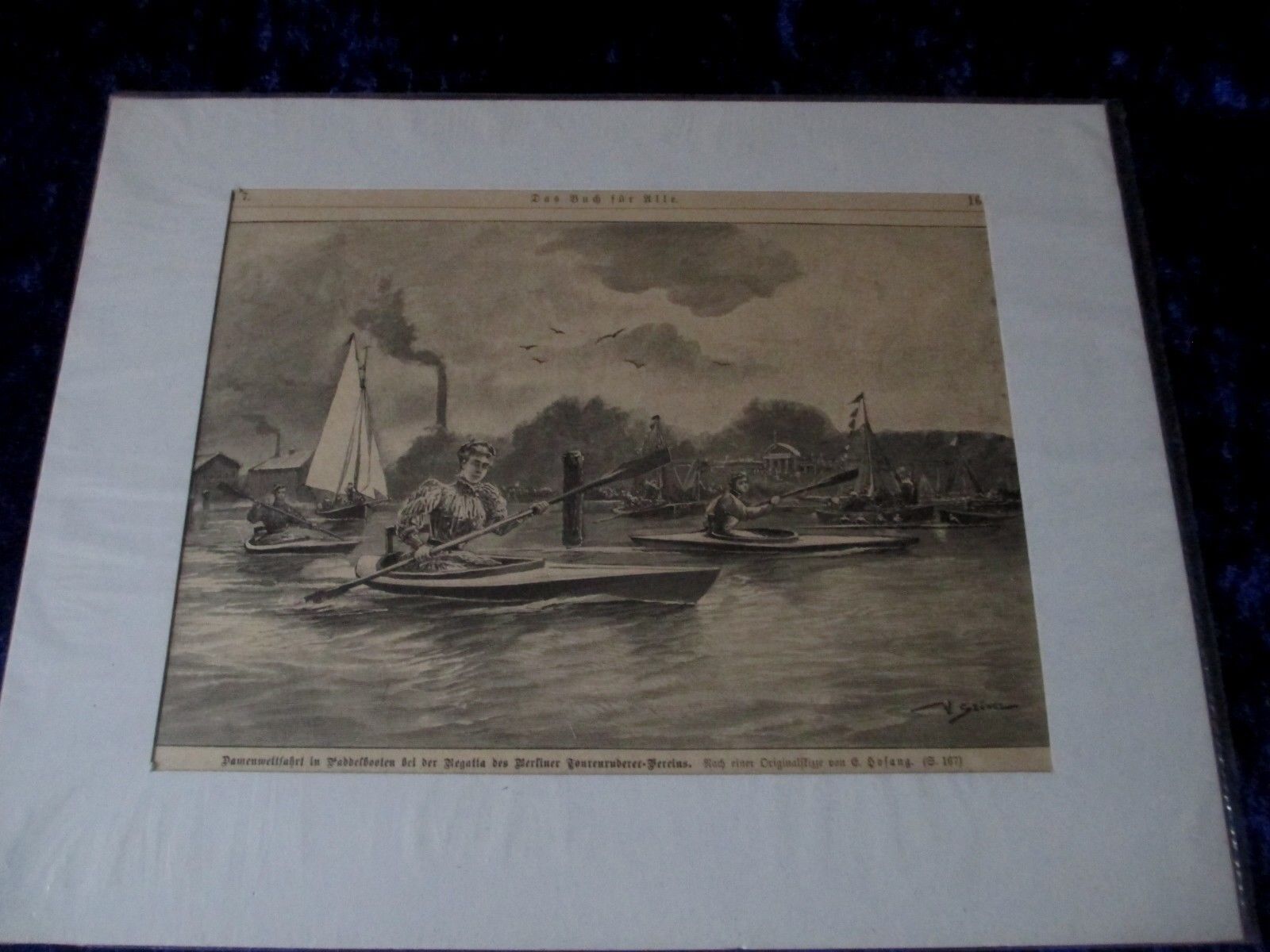 Damenwettfahrt in Paddelbooten bei der Regatta des Berliner von Hosang um 1895 (3) Antiquitäten in Frankfurt