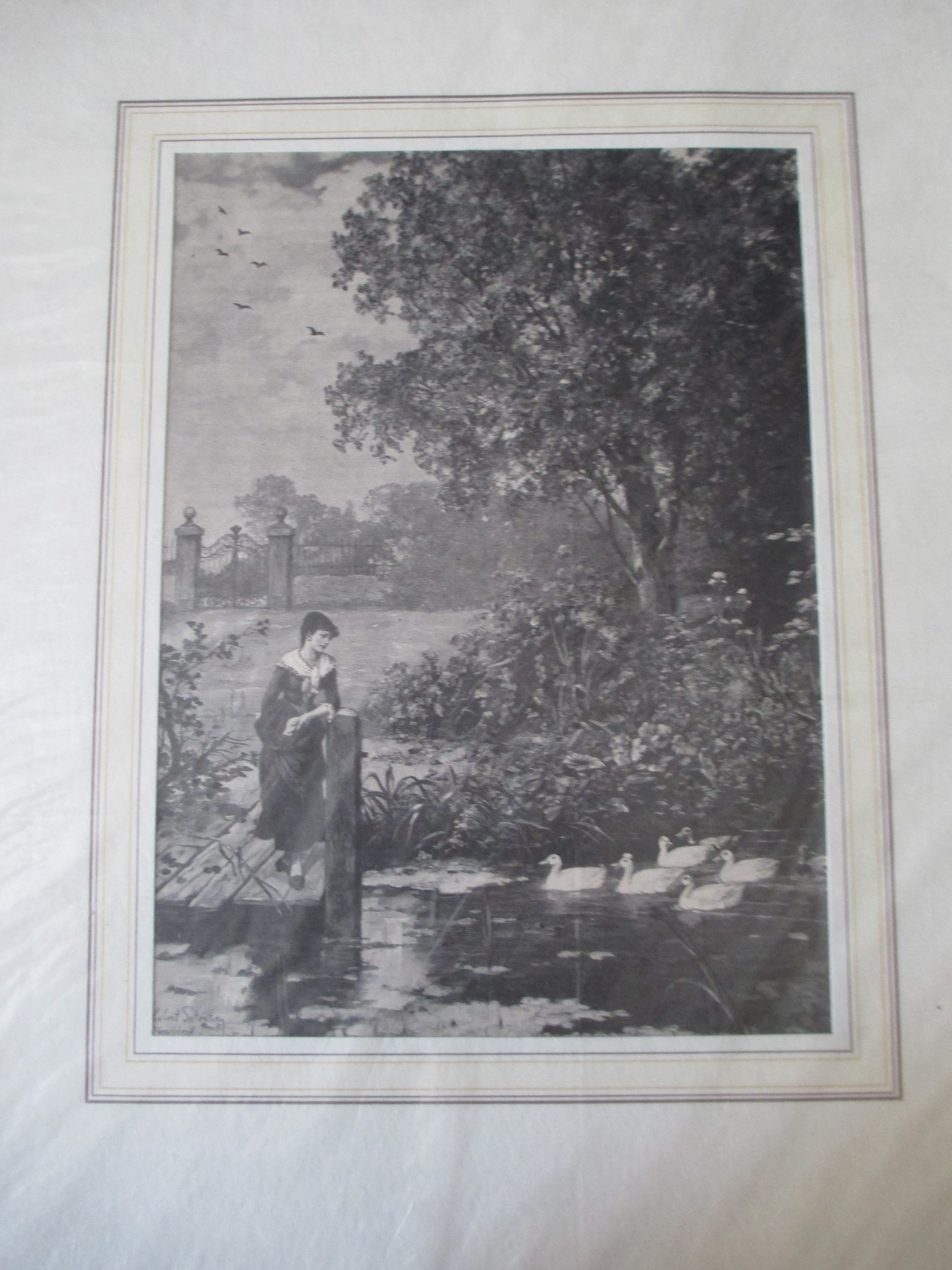 Lithographie Ententeich um 1896 (1) Antiquitäten in Frankfurt