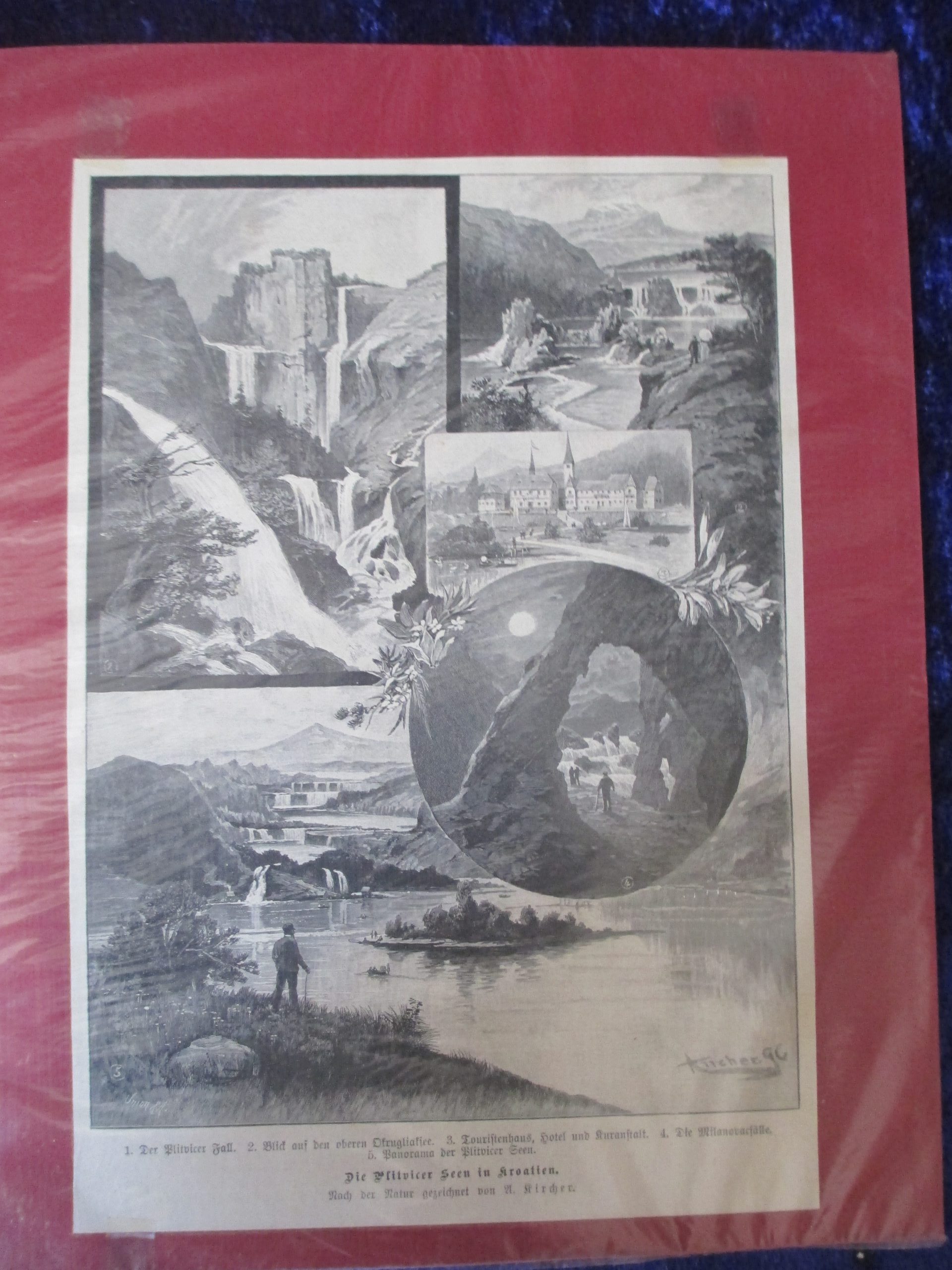 Lithographie die Plitvicer seen in Kroatien (5) Antiquitäten in Frankfurt