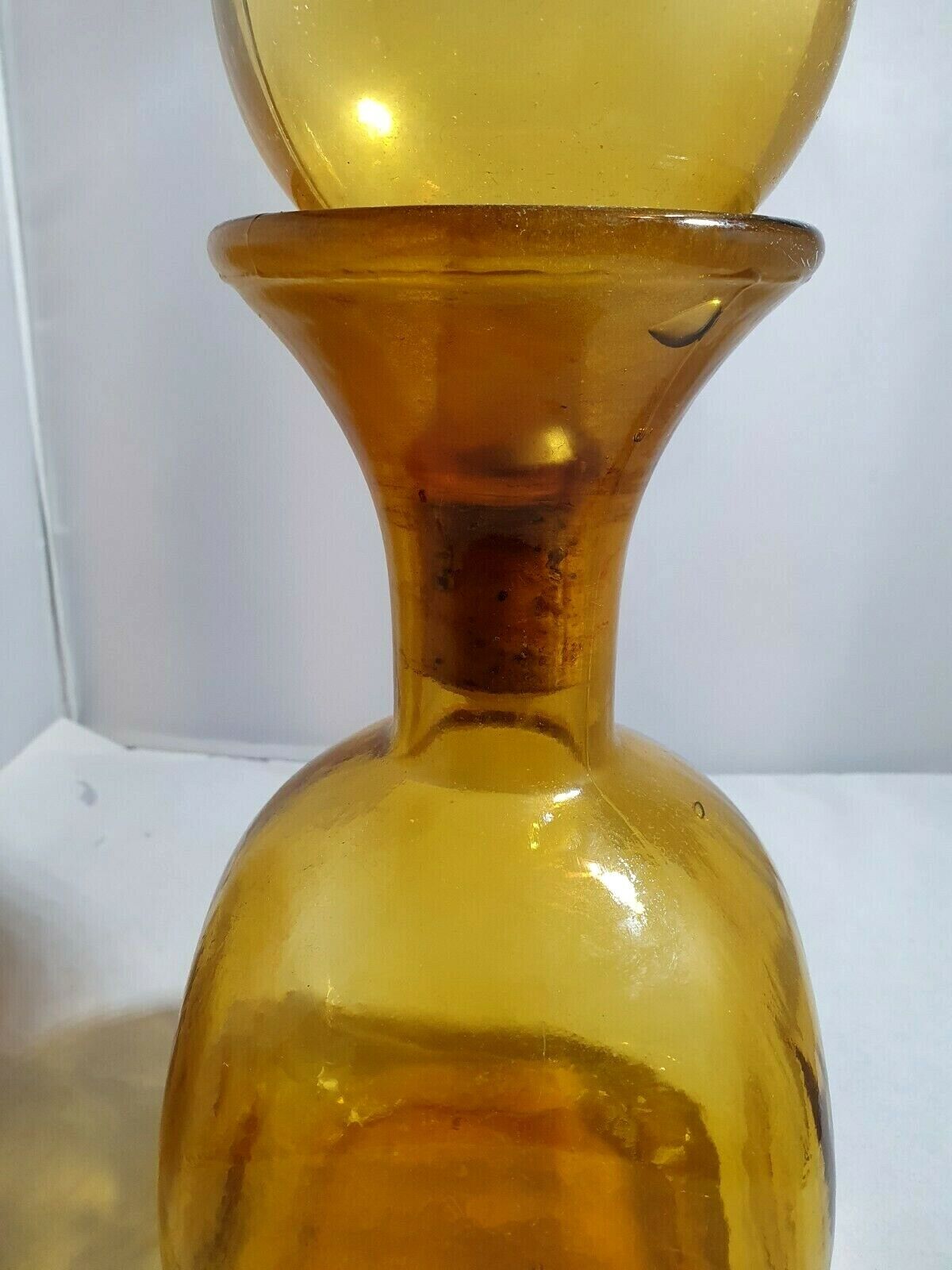 Antik Glas Karaffe Design 60er Jahre Gelb Farbe (1)