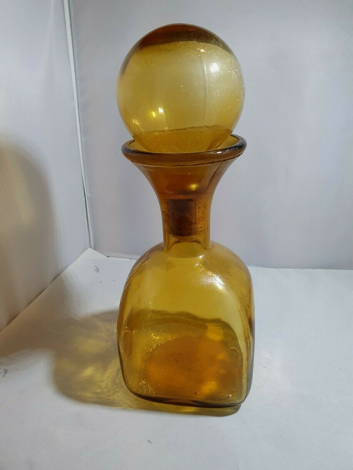 Antik Glas Karaffe Design 60er Jahre Gelb Farbe (2)