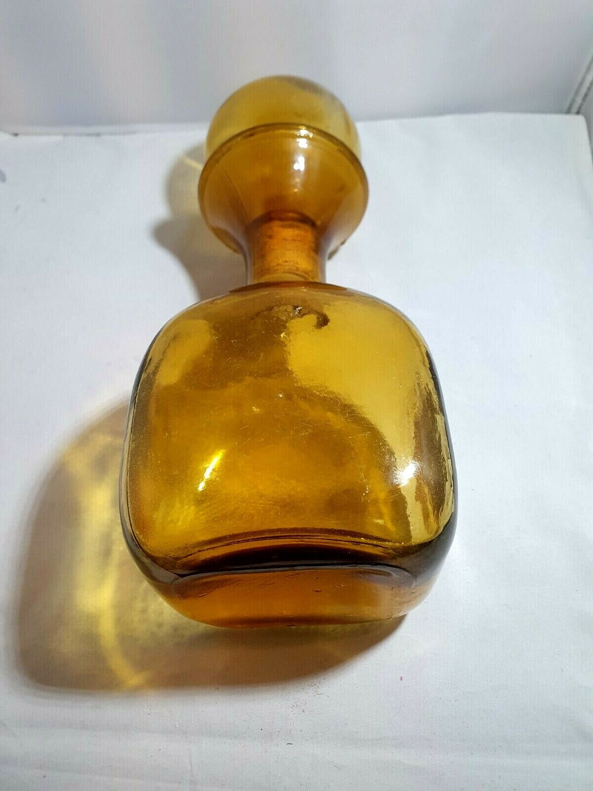 Antik Glas Karaffe Design 60er Jahre Gelb Farbe (3)