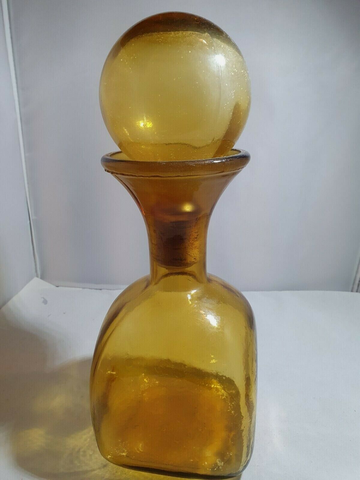 Antik Glas Karaffe Design 60er Jahre Gelb Farbe (4)