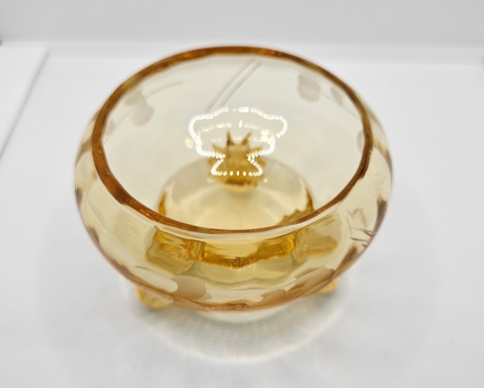 Antik Art Deco Deckeldose Konfekt Dose Bernstein Gelb Farbe (20)